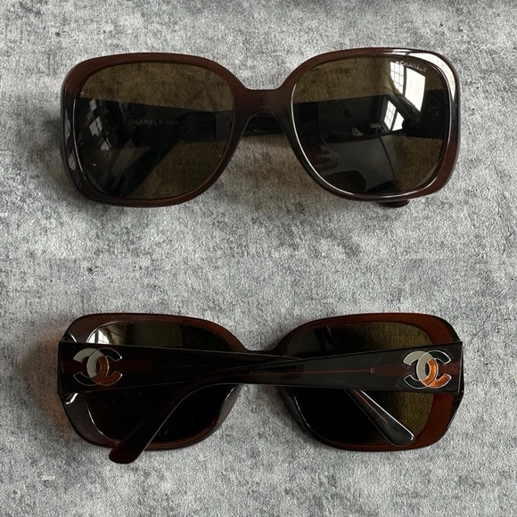CHANEL Accessories - 2000s CHANEL Brown Oversized Sunglasses w/ CC Logo Temples + Case